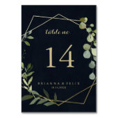 Geometrisch Goud Blauw Groen Kalligrafie Bruiloft Kaart (Voorkant)