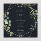 Geometrisch Goud Blauw Groen Kalligrafie Diner Menu (Voorkant)