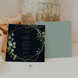 Geometrisch Goud Blauw Groen Kalligrafie Diner Menu