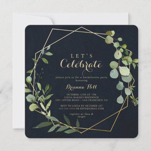 Geometrisch Goud Blauw Groen Laten we feest vieren Kaart (Voorkant)