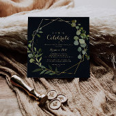 Geometrisch Goud Blauw Groen Laten we feest vieren Kaart