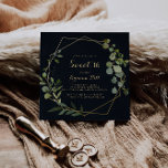 Geometrisch Goud Blauw Groen Lief 16 Verjaardagsfe Kaart<br><div class="desc">Deze geometrische goudblauwe groene zoete 16 verjaardagsfeestuitnodiging is perfect voor een eenvoudige verjaardag. Het ontwerp heeft handgeschilderde mooie groene bladeren in een donkerblauwe achtergrond,  die een gouden geometrisch lijst sieren.</div>