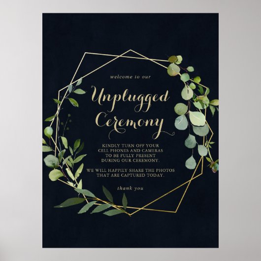 Geometrisch Goud Blauw Groen Unplugged Ceremoniebo Poster (Voorkant)