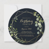 Geometrisch Goud Blauw Groen Verjaardagsfeest Kaart (Voorkant)