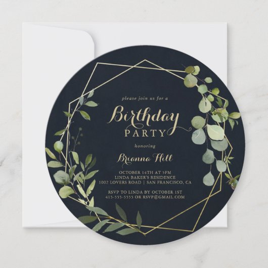 Geometrisch Goud Blauw Groen Verjaardagsfeest Kaart (Voorkant)