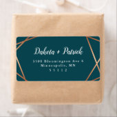 Geometrisch goud Blauwgroen retouradres Etiket (Insitu)