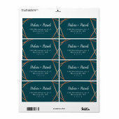 Geometrisch goud Blauwgroen retouradres Etiket (Full Sheet)