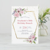 Geometrisch Goud Bloemen Lijst Rozen 30e Verjaarda Kaart (Staand voorkant)