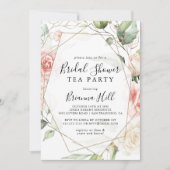 Geometrisch Goud Bloemen Vrijgezellenfeest Tea Par Kaart (Voorkant)