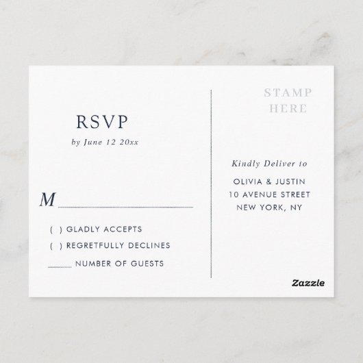 geometrisch goud & blozend bruiloft RSVP Briefkaart (Achterkant)