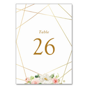 Geometrisch goud & blush waterverf bloemenbruiloft kaart