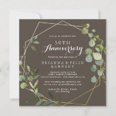 Geometrisch Goud Bruin 50e bruiloft Jubileum Kaart (Voorkant)