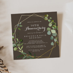 Geometrisch Goud Bruin 50e bruiloft Jubileum Kaart