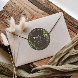 Geometrisch Goud Bruin Dank u Wedding Favoriet Ronde Sticker