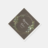 Geometrisch Goud Bruin Groen Eucalyptus Huwelijk Servet (Hoek)
