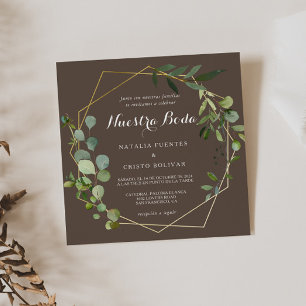 Geometrisch Goud Bruin Groen Spaans Huwelijk Kaart