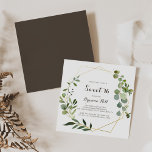Geometrisch Goud Bruin Sweet 16 Verjaardagsfeest Kaart<br><div class="desc">Deze geometrische goudbruine zoete 16 verjaardagsfeestuitnodiging is perfect voor een eenvoudige verjaardag. Het ontwerp is voorzien van handgeschilderde mooie groene bladeren in een bruine achtergrond,  die een gouden geometrisch lijst sieren.</div>