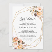 Geometrisch Goud Eenvoudige Bloemen Laten we viere Kaart (Voorkant)