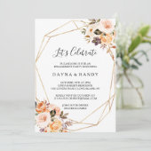 Geometrisch Goud Eenvoudige Bloemen Laten we viere Kaart (Staand voorkant)