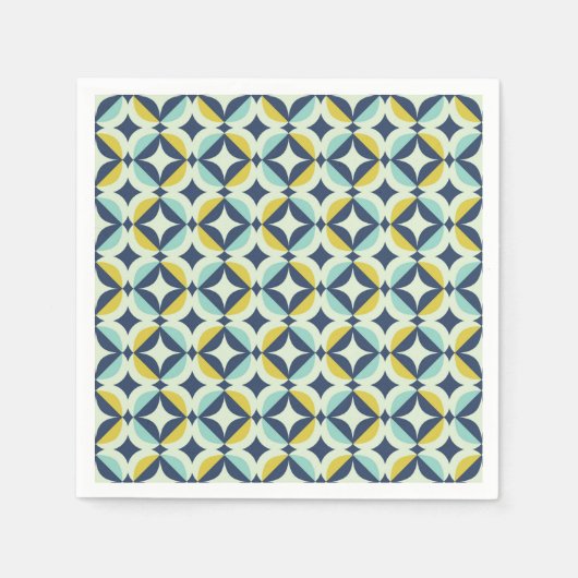 Geometrisch goud- en blauw patroon servet (Voorkant)