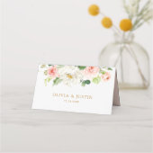 Geometrisch goud en blozen bloemenbruiloft plaatskaartje (Achterkant)