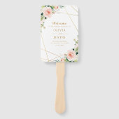 Geometrisch goud en blush bloemenbruiloft programm handwaaier (Voorkant)