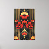 Geometrisch goud en rode bloemen deco canvas afdruk (Voorkant)