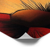 Geometrisch goud en rode bloemen deco poster (Hoek)