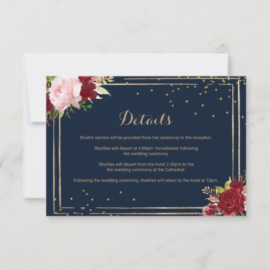 Geometrisch Goud en Rood Huwelijksdetails Tussenvo Kaart (Voorkant)