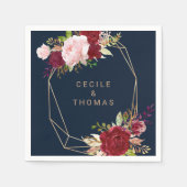 Geometrisch Goud en Rood Tropisch Bruiloft Servet (Voorkant)