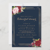 Geometrisch Goud en Rood Tropisch Repetitie Diner Kaart (Voorkant)