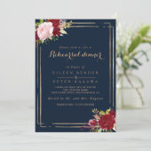 Geometrisch Goud en Rood Tropisch Repetitie Diner Kaart (Staand voorkant)