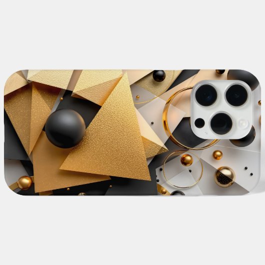 Geometrisch goud en zwart elegantie Case-Mate iPhone case (Achterkant (horizontaal))