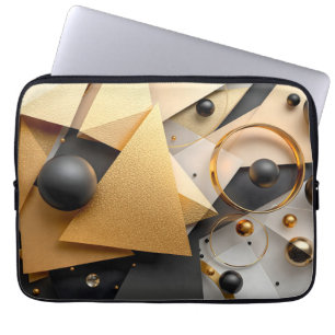 Geometrisch goud en zwart elegantie laptop sleeve