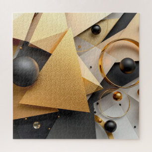 Geometrisch goud en zwart elegantie legpuzzel