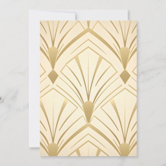 Geometrisch Goud Gatsby Bruiloft Kaart (Achterkant)
