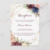Geometrisch Goud Glitter Bloemen Bruiloft Receptie Informatiekaartje (Voorkant)