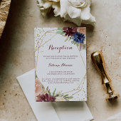 Geometrisch Goud Glitter Bloemen Bruiloft Receptie Informatiekaartje