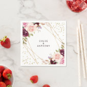 Geometrisch Goud Glitter Bourgogne Bloemenbruiloft Servet (Insitu)