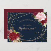 Geometrisch Goud Glitter en Rood Tropisch Bruidsme Uitnodiging Briefkaart (Voorkant / Achterkant)