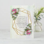 Geometrisch goud Glitter Flower Bouquet Theme Kaart (Staand voorkant)