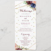 Geometrisch Goud Glitter Kalligrafie Huwelijksprog Programmakaart (Voorkant)