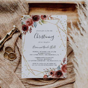 Geometrisch Goud Glitter Lente Bloemen doopsel Kaart