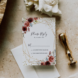 Geometrisch Goud Glitter Lente Bloemen RSVP Kaartje
