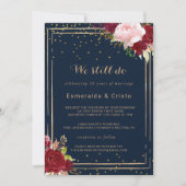 Geometrisch goud Glitter Red Tropical Vow Renewal Kaart (Voorkant)