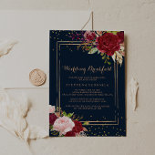 Geometrisch Goud Glitter Rood Bruiloft Ontbijt Kaart