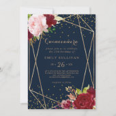 Geometrisch Goud Glitter Rood Quinceañera Kaart (Voorkant)