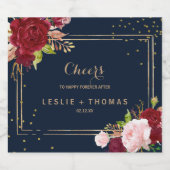 Geometrisch Goud Glitter Rood Tropische Bruiloft Sparkling Wijnetiket (Enkel label)