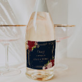 Geometrisch Goud Glitter Rood Tropische Bruiloft Sparkling Wijnetiket