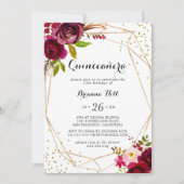 Geometrisch goud Glitter Rustic Blush Quinceañera Kaart (Voorkant)
